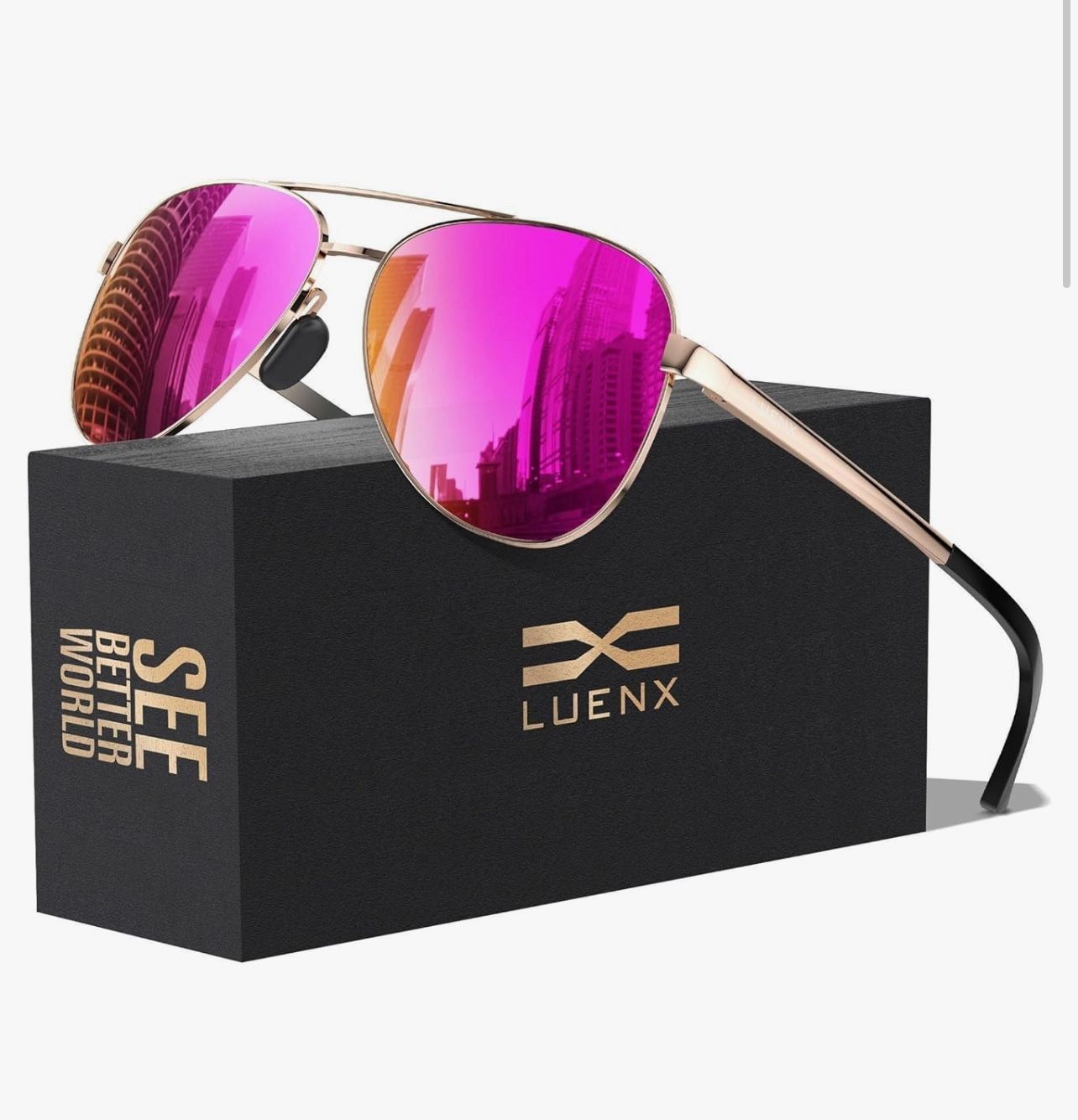 LUENX Aviator Sunglasses for Men Women Polarized - UV400 Protection,Stylish Shades, Driving,Outdoors