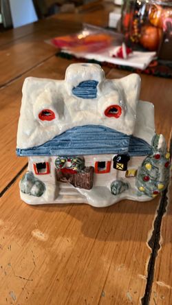 Ceramic Christmas Village House Figurine