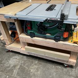 36V Cordless Metabo Table Saw with Cart for wood work