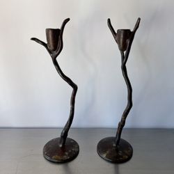 Gilberg Designs Malibu, CA Bronze Candle Holder Pair 