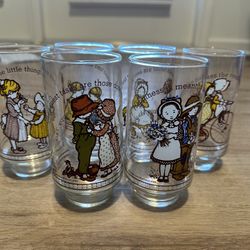 Coca Cola Hobbie Happy Vintage Glasses Set Of Six Excellent Condition 