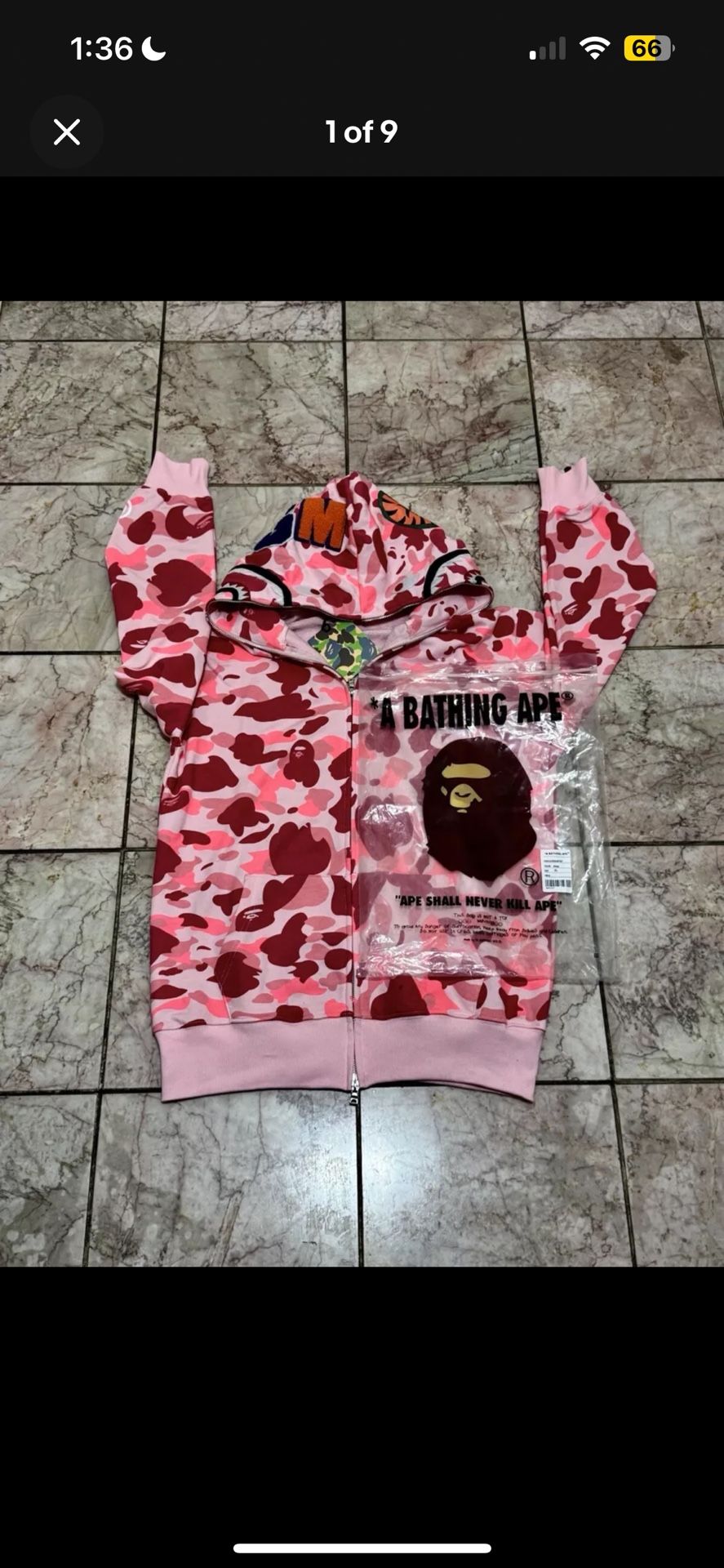A Bathing Ape Pink And Red Camouflage Hoodie -Small