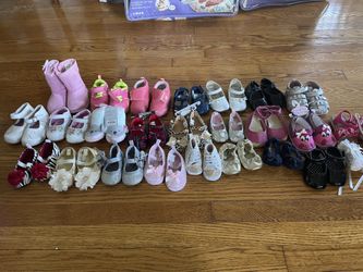 Little Girl Shoes Ranging From 0-3, 3-6, 12 Months, 1-6 Years Old
