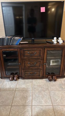 Dark Wood Entertainment Center/Credenza
