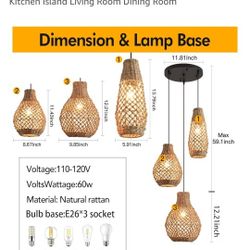Boho Rattan Pendant Light Fixture