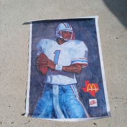 Vintage Houston Oilers Warren Moon Poster
