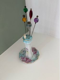 Antique R. S. German porcelain hat pin holder