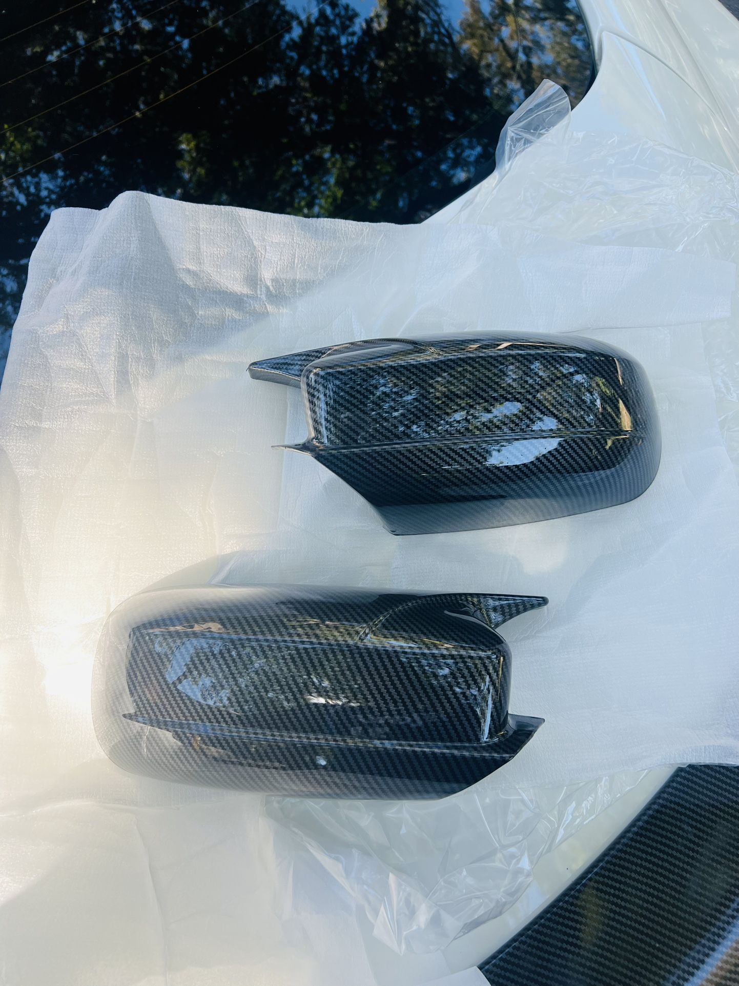 Carbon Look Rearview Side OX Style Mirror Cover Caps Fit For 15-22 Dodge Charger