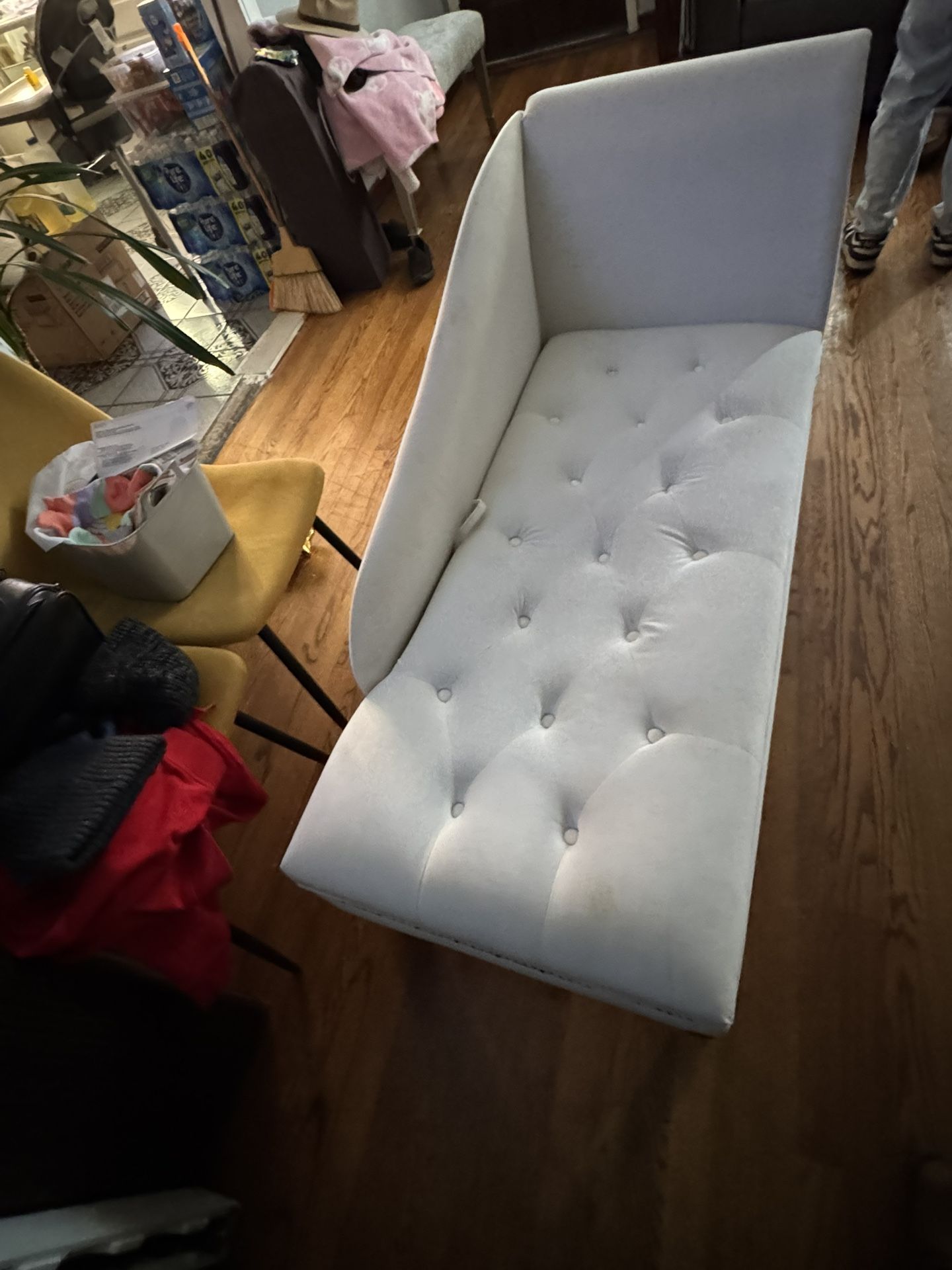 White Tufted Chaise Lounge