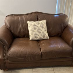 Brown Leather Loveseat - $300 OBO