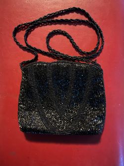 Black Beaded Clutch Purse