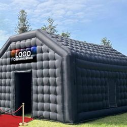 Inflatable Nightclub 20x16.8x12 Ft, Large Black Inflatable Club Tent with 2 Doors and Logo Area, Inflatable Party Tent for Adults Birthday Backyard We