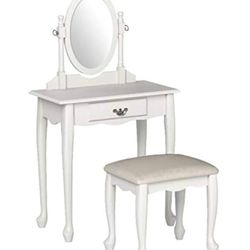 Makeup Vanity With Mirror And Bench 