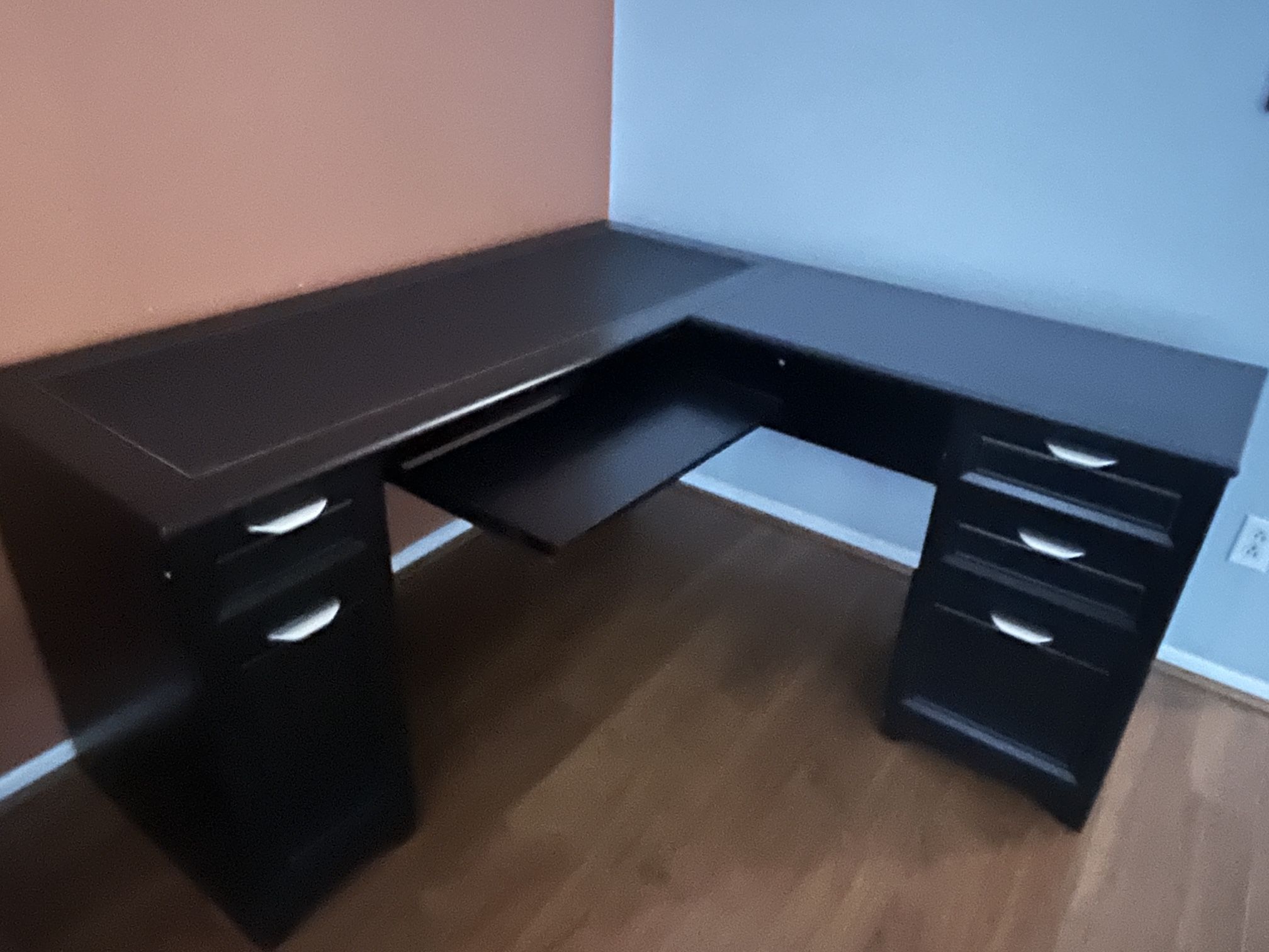 $60 L- Shaped Espresso Color Desk