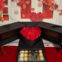 Beautiful Box Filled With Chocolates And Roses 