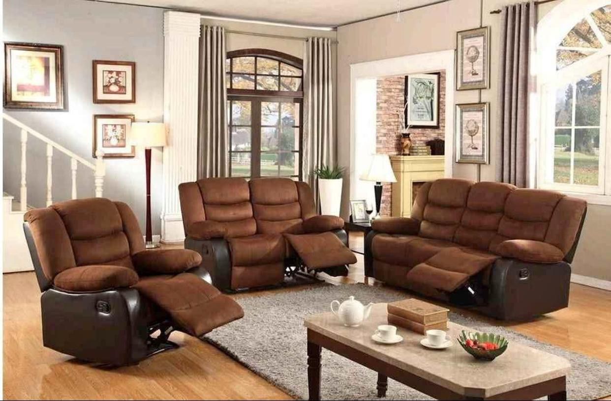 🔥 Beautiful Brown Recliner Sofa Set – Sofa + Love Seat + Chair 🛋️✨ Only $899
