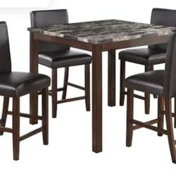 5 Piece Counter Height Dining Set with Footrest