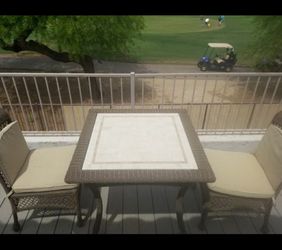 Beautiful unique wicker patio furniture with marble top