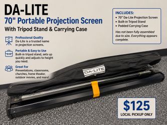Da-Lite 70” Portable Projection Screen with Tripod Stand & Carrying Case