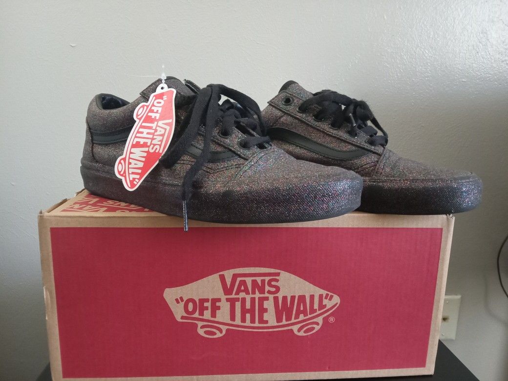 VANS BLACK GLITTER UNISEX SNEAKERS (RARE!) SIZE- M 5.5\ W 7
