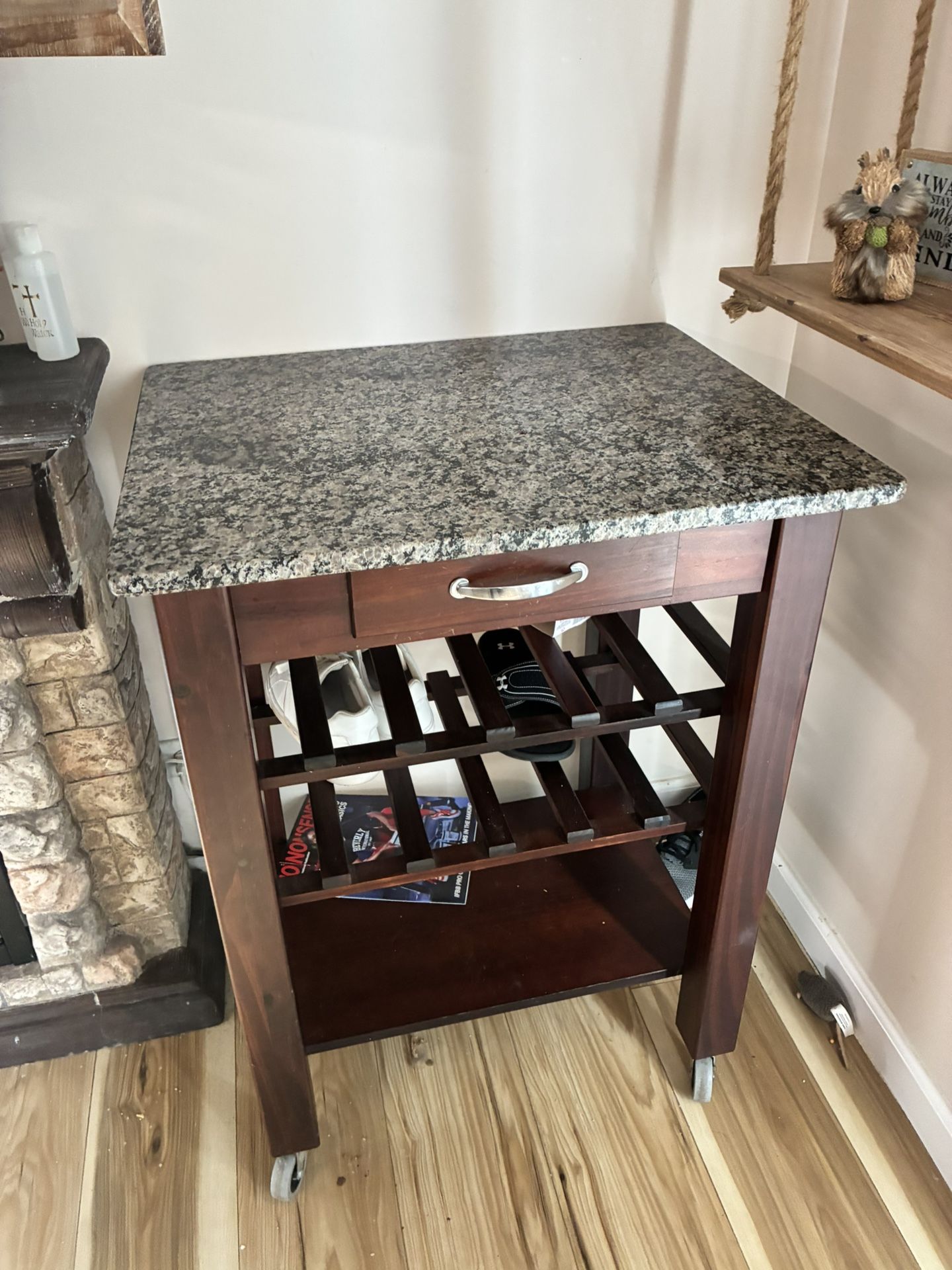 Granite Island Cart With Wine Rack