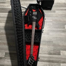 Vintage BC Rich Bronze Series Warlock Bass Guitar w/ BC Rich Coffin Case