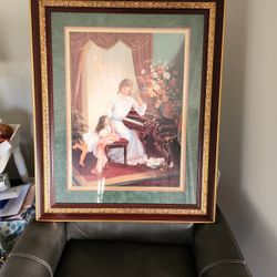 Large Home  Interior Picture Girl And Lady With Grand Piano.