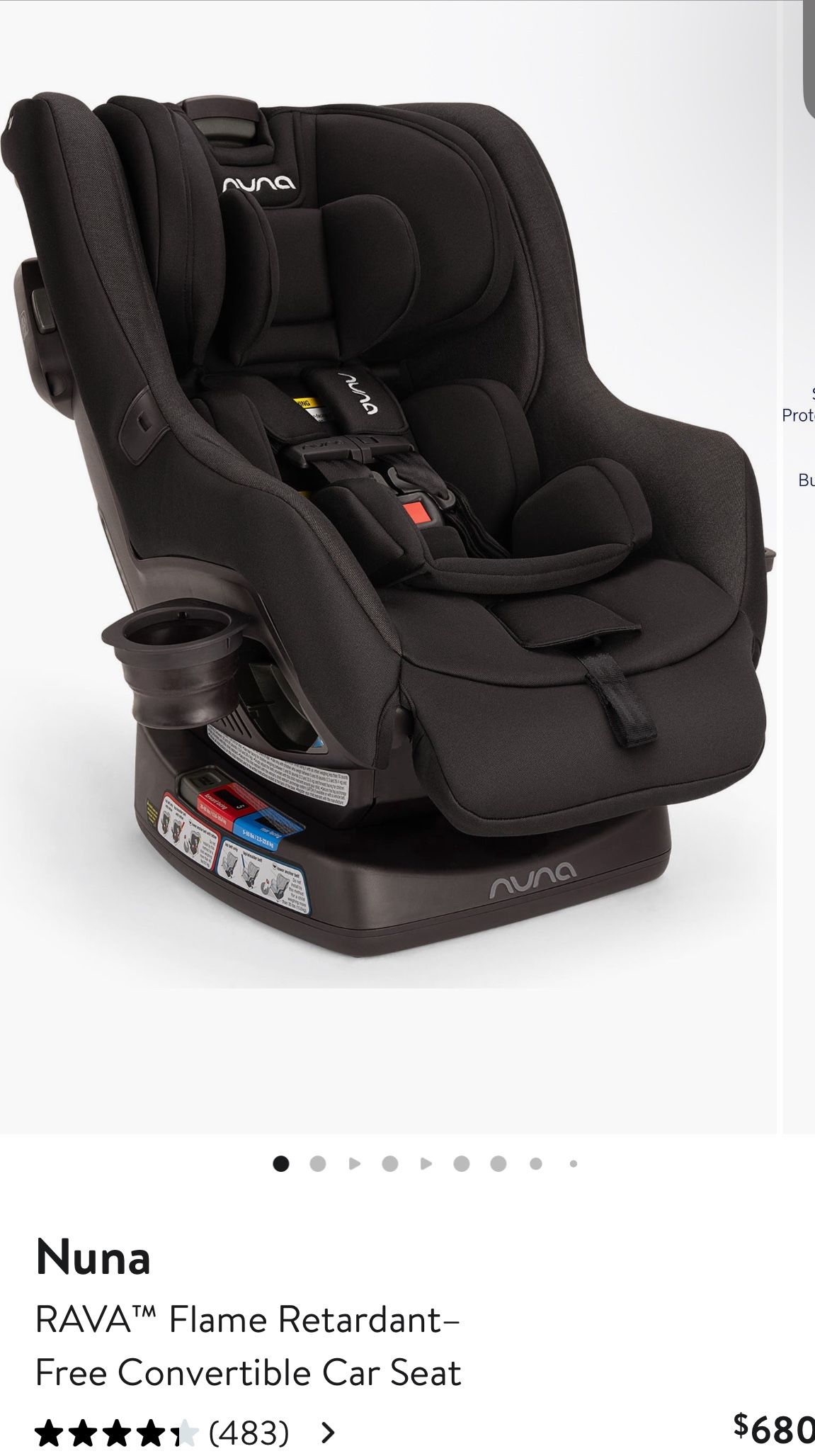 Nuna Black Caviar RAVA Flame Retardant Free Convertible Car Seat