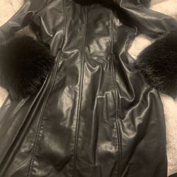 Black Coat night life wear , fur around the neck