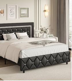 Faux Leather Diamond Glitter Headboard & Bed Frame <3