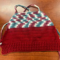 HAND CROCHET red white and blue women’s halter top ❤️🤍💙
