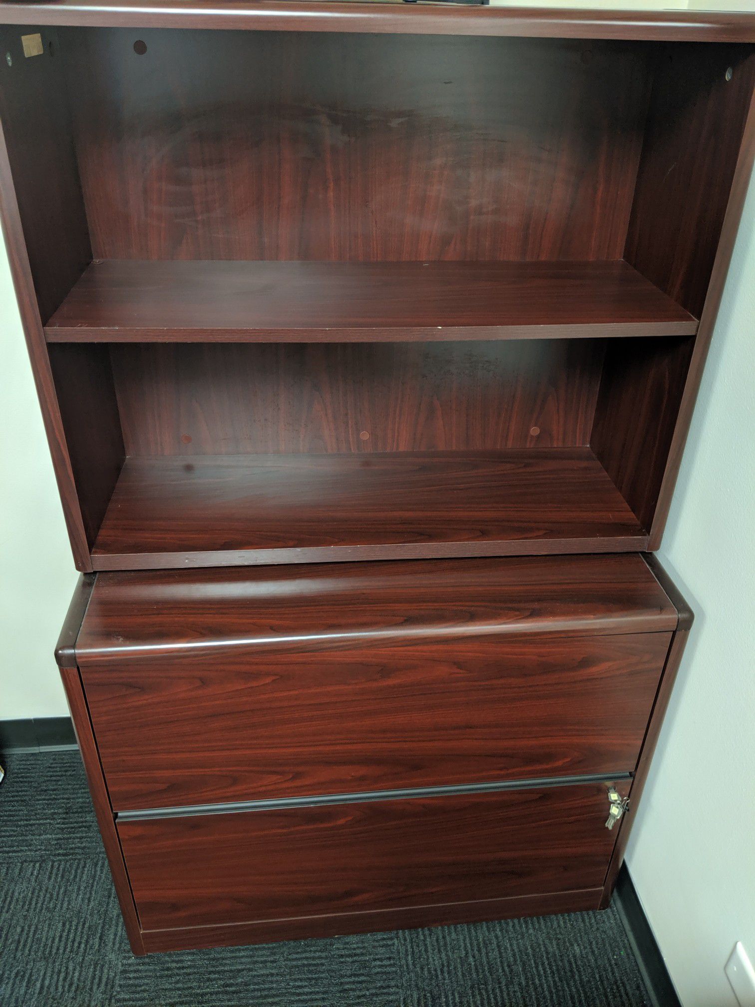 Cherry oak storage cabinet/shelves