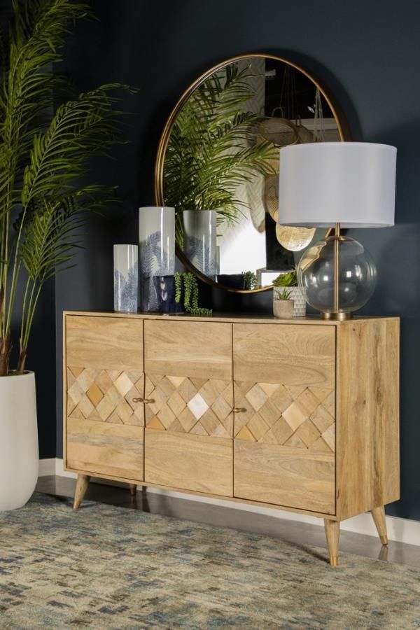 SOLID MANGO WOOD NATURAL FINISH 3 DRAWER CONSOLE STORAGE CABINET Home decor