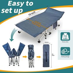 XXL Extra Large Camping Cot, 79 inches long x 32 inches wide x 18 inches high, with Comfortable Adult Mattress, Extra Wide Sleeping Cots, Folding Cot,