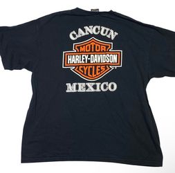 Harley-Davidson Cancun, Mexico T-Shirt Biker Double Sided Graphic Tee XXL Black