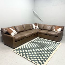 A. Rudin Designer Couch Full Grain Leather Sectional Sofa (Delivery Available)
