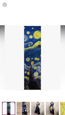 Van Gogh Starry Night 100% neck Silk Scarf Museum Art Classic