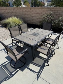 Free Outdoor Dining table and Chairs, Trampoline, And Basketball Hoop