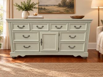 Elegant Solid Wood Dresser & Media Console – Refinished Sage Green