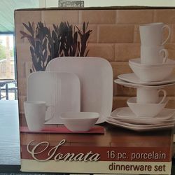 Sonata 16 Pc White Porcelain Dinnerware Set