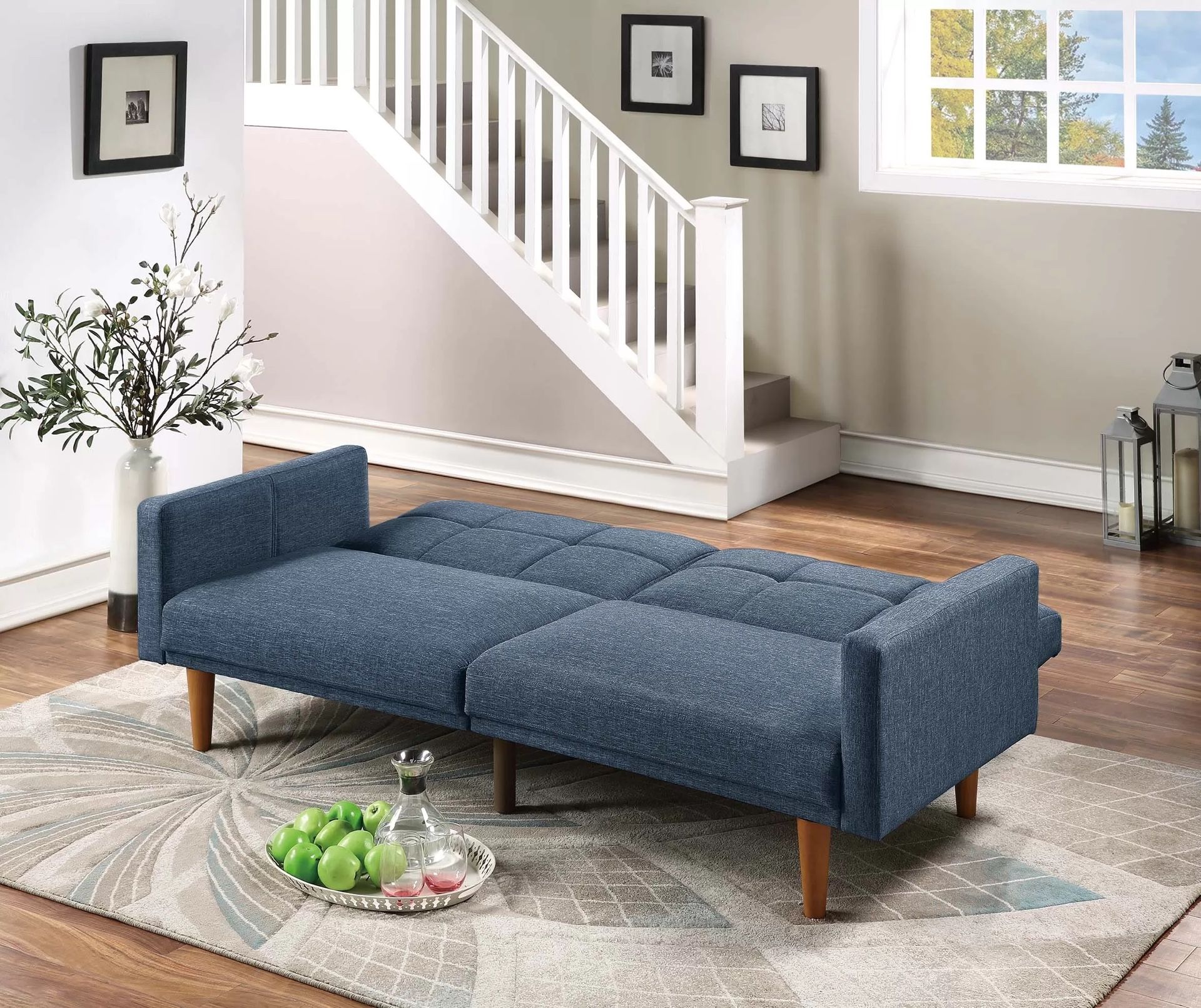Convertible Blue Sofa Bed