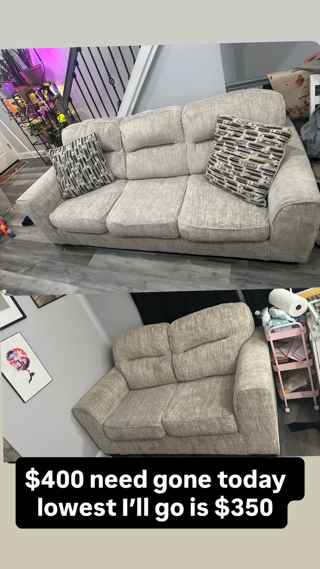 Love Seat And 3 Seater Sofa