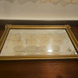 ✨ Vintage 1974 HOMCO Gold Mirrored Vanity Tray – 10x6.25, Made in USA
