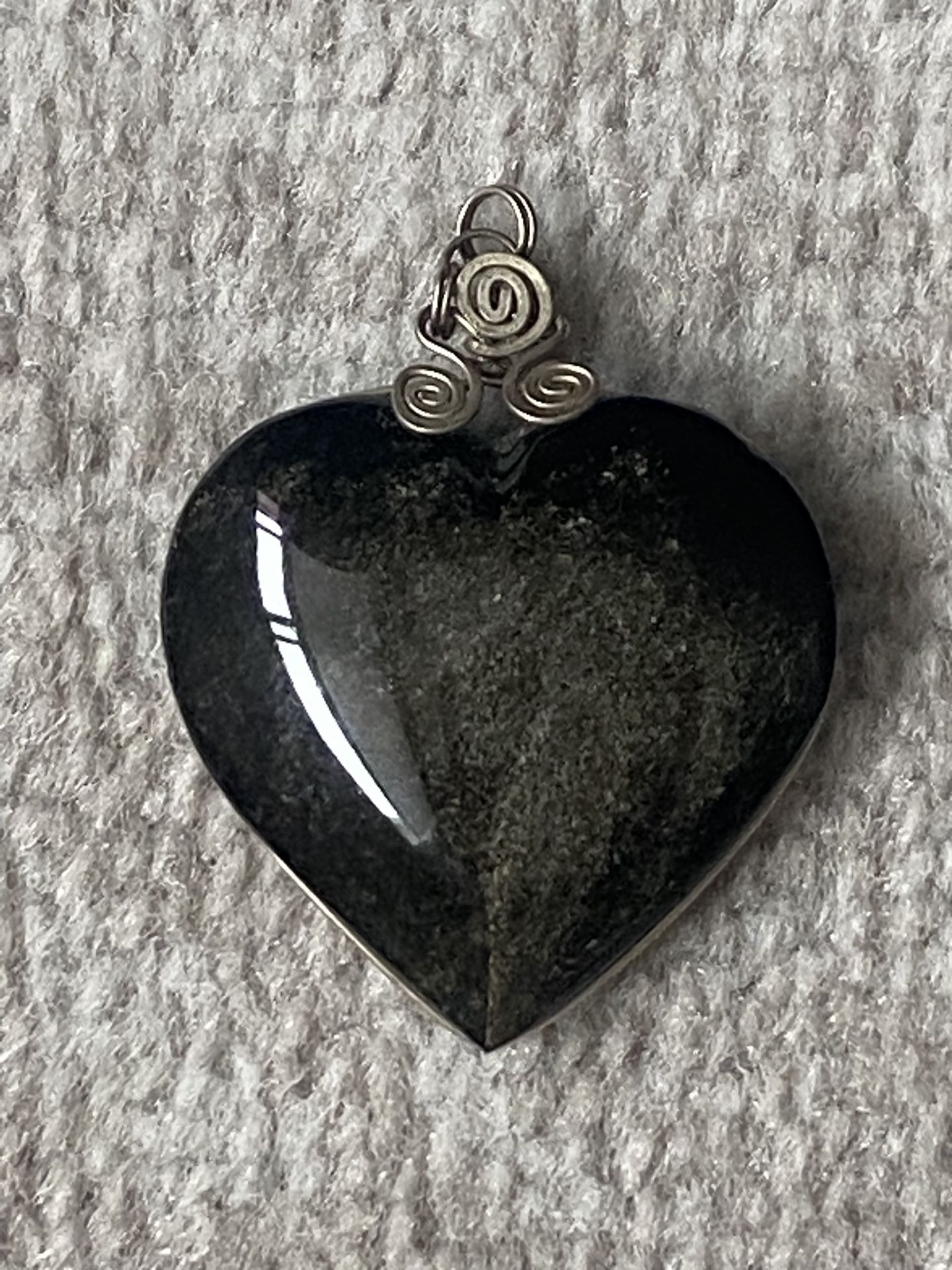 1.5” Silver Obsidian Heart