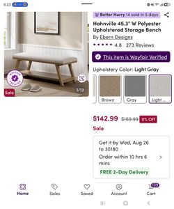 Ebern Designs Upholstered Storage Bench( New in box) $10 dollars to deliver