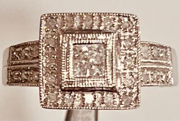 ✨ Diamond Ring 14K Solid White Gold Size 7 Wedding Engagement Cocktail ‼️$390 FIRM‼️