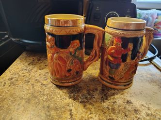 Vintage Ceramic Beer Steins Set of 2
