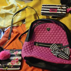 Betsey Johnson Three-piece Wallet Purse Backpack