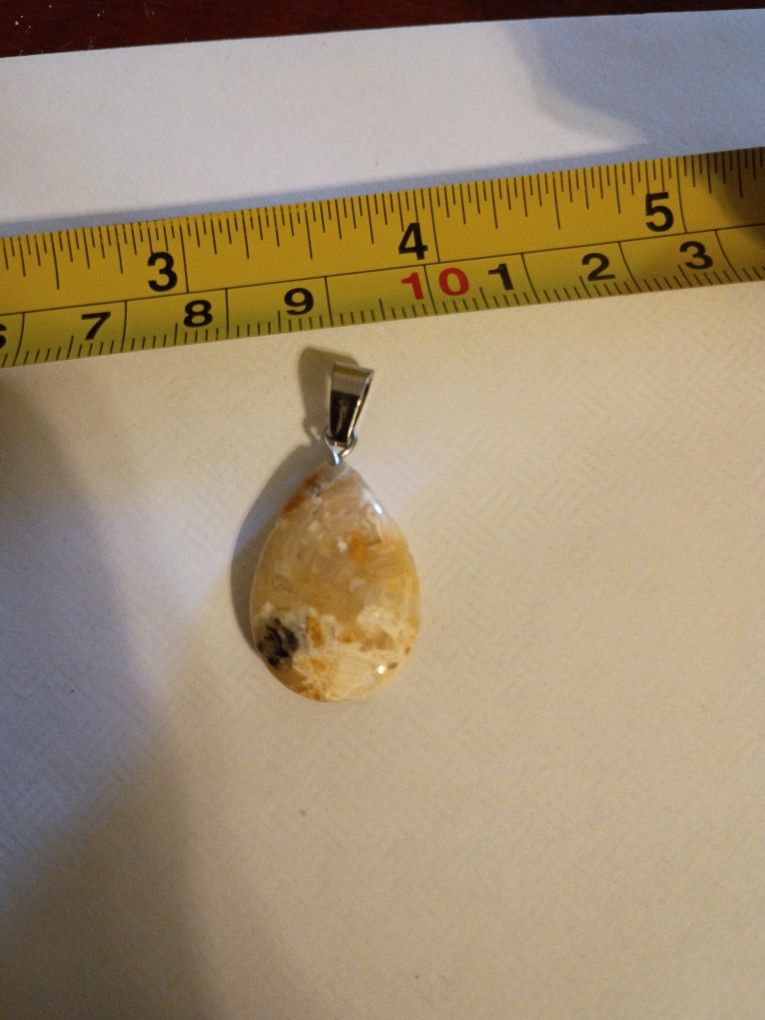 1in X ⅝in Graveyard Plume Agate Teardrop Pendant