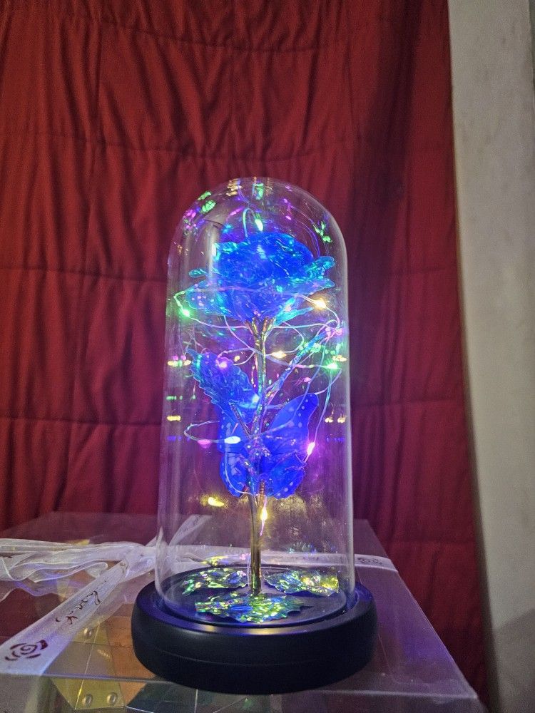 Infinity LED Rose Blue Butterfly
